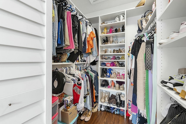 spacious closet featuring hardwood / wood-style floors