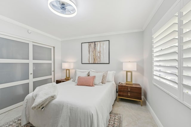 bedroom featuring ornamental molding