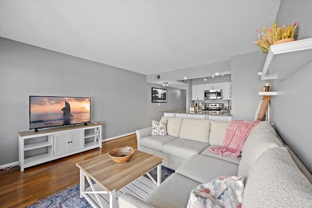 living room featuring dark hardwood / wood-style flooring