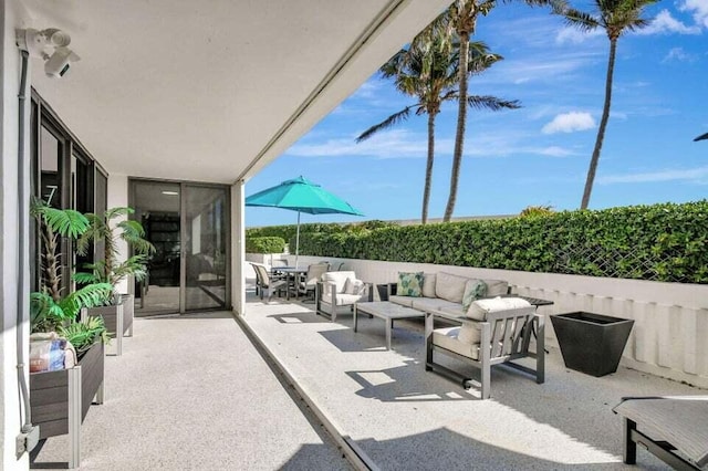 view of patio / terrace featuring an outdoor living space