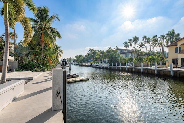 dock area featuring a water view