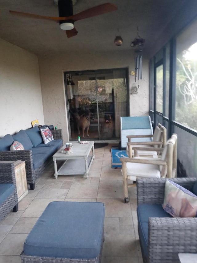 view of patio / terrace featuring outdoor lounge area and ceiling fan