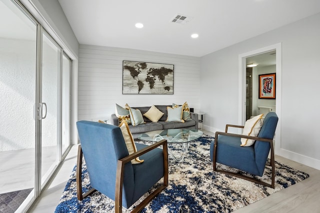 living room featuring light hardwood / wood-style flooring