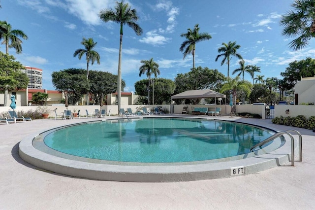 view of swimming pool with a patio