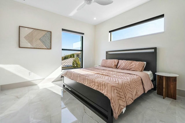 bedroom featuring ceiling fan