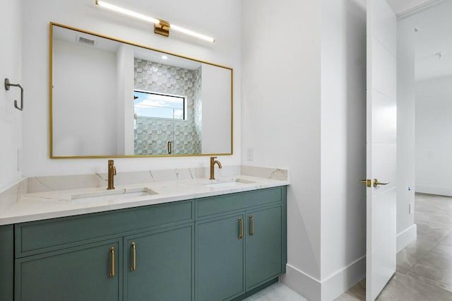 bathroom with vanity and an enclosed shower