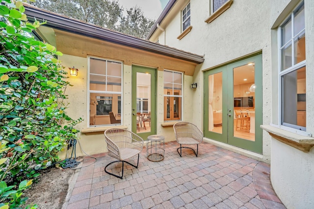 view of patio featuring french doors