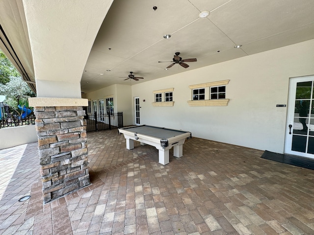 view of patio with ceiling fan