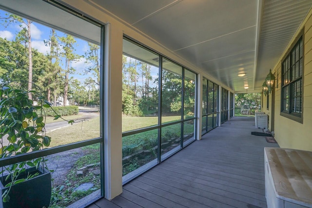 view of unfurnished sunroom