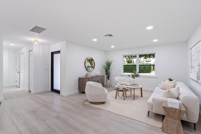 interior space with light hardwood / wood-style floors