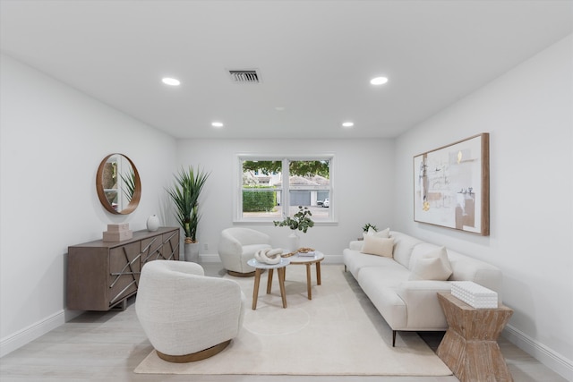 living room with light wood-type flooring