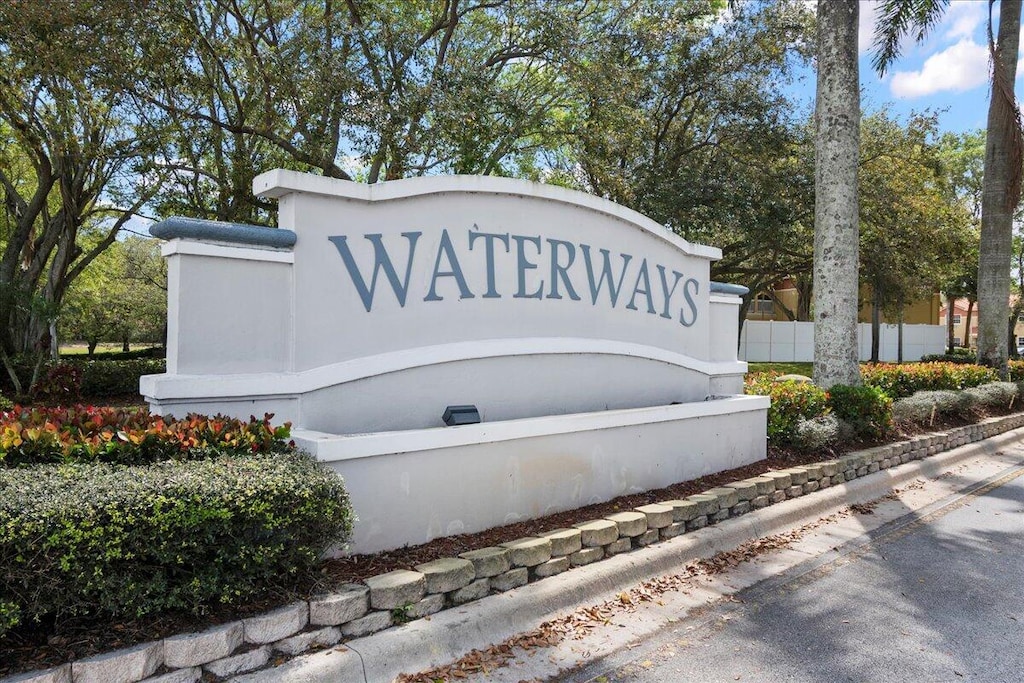 view of community sign