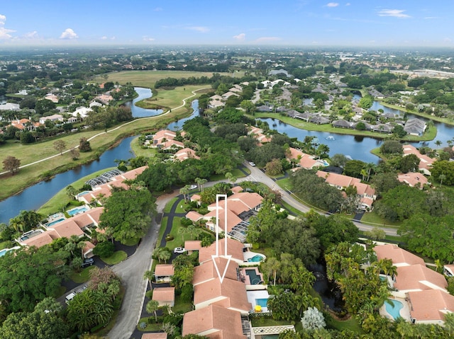 bird's eye view featuring a water view