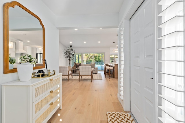 foyer entrance featuring light wood-type flooring