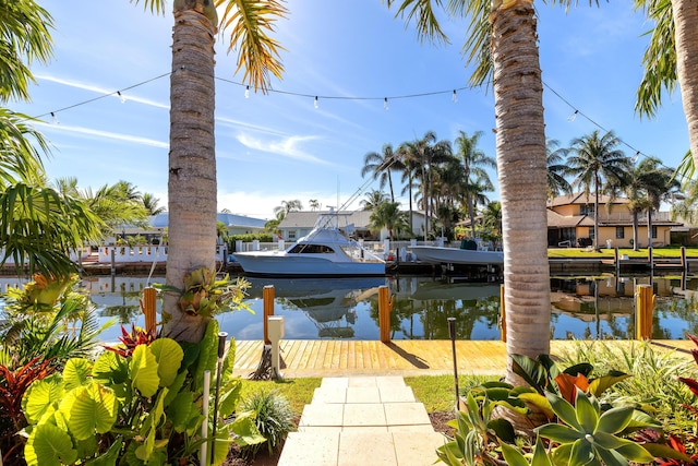 view of dock featuring a water view