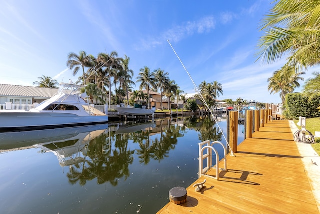 view of dock featuring a water view