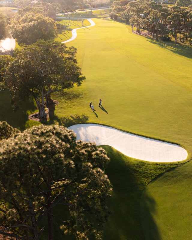 aerial view featuring view of golf course