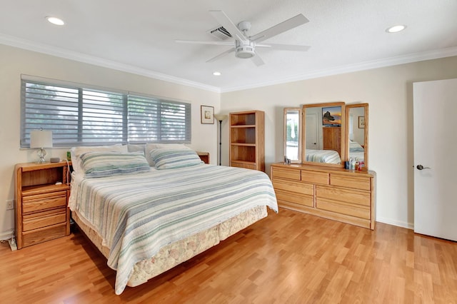 850 Holly Ln, Boca Raton, FL 33486 - bedroom with recessed lighting, light wood finished floors, multiple windows, and crown molding
