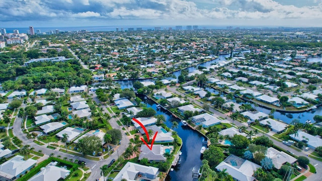 850 Holly Ln, Boca Raton, FL 33486 - birds eye view of property featuring a water view and a city view