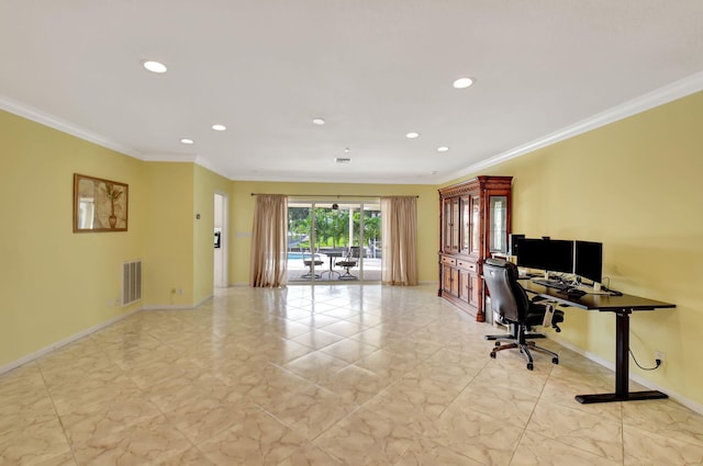 office featuring crown molding