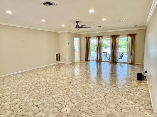 850 Holly Ln, Boca Raton, FL 33486 - spare room featuring crown molding, visible vents, and recessed lighting