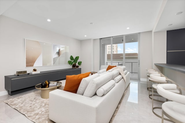 living room with expansive windows