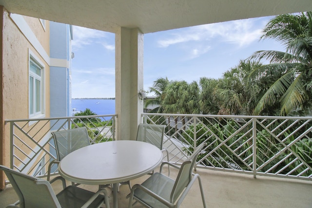 balcony with a water view