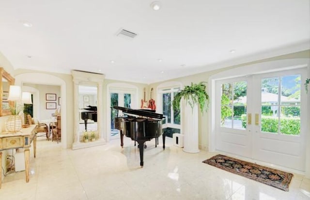 miscellaneous room with french doors