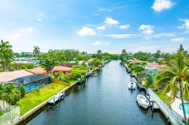 water view with a dock