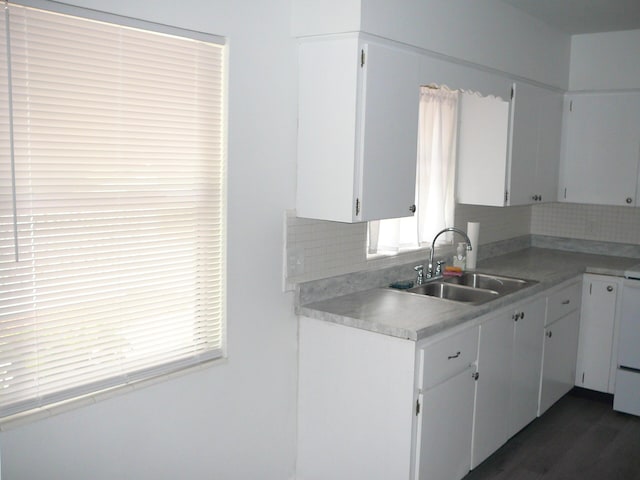 kitchen with a healthy amount of sunlight, white cabinetry, and sink