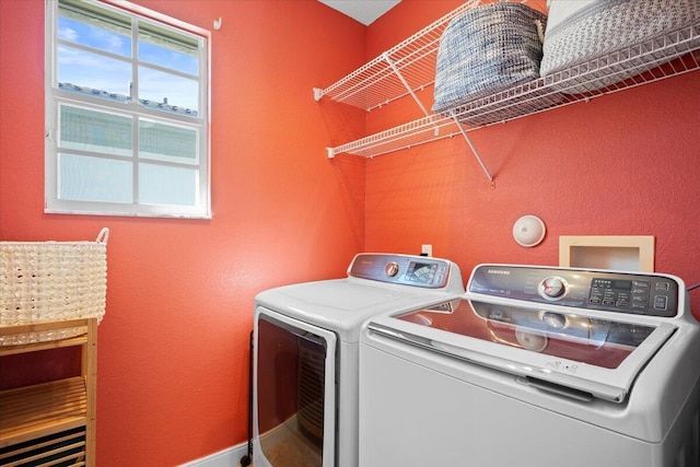 laundry room with washing machine and clothes dryer