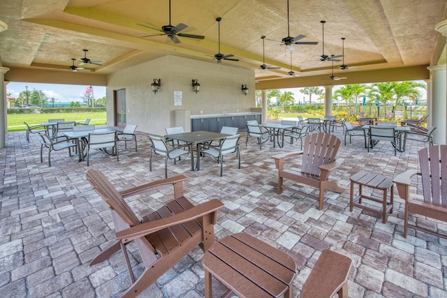 view of patio with ceiling fan