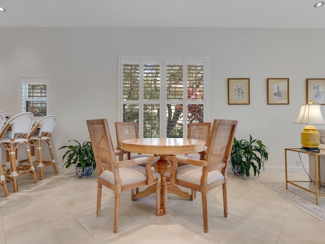 view of tiled dining room