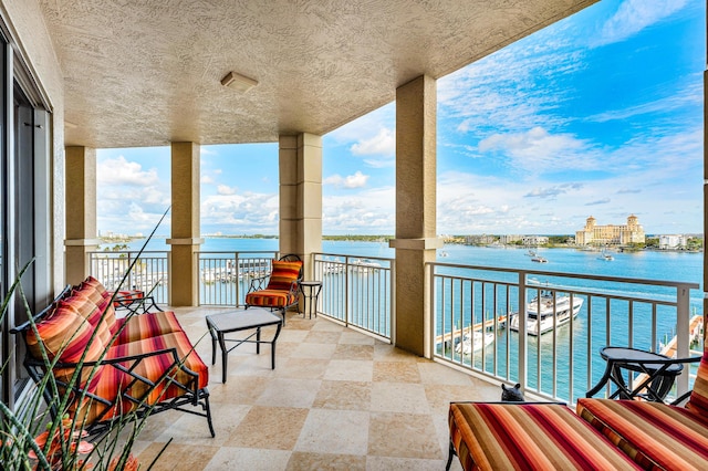 balcony with a water view