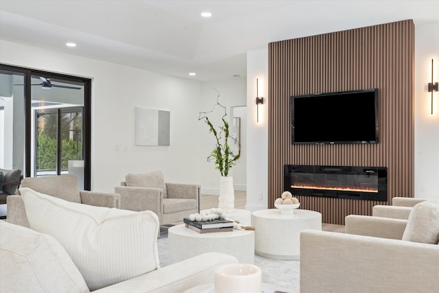 living room with hardwood / wood-style flooring