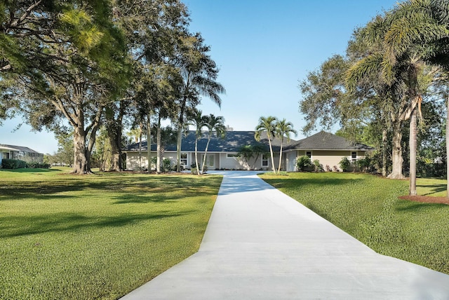 view of home's community with a yard