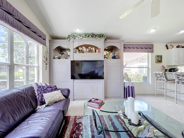 view of tiled living room