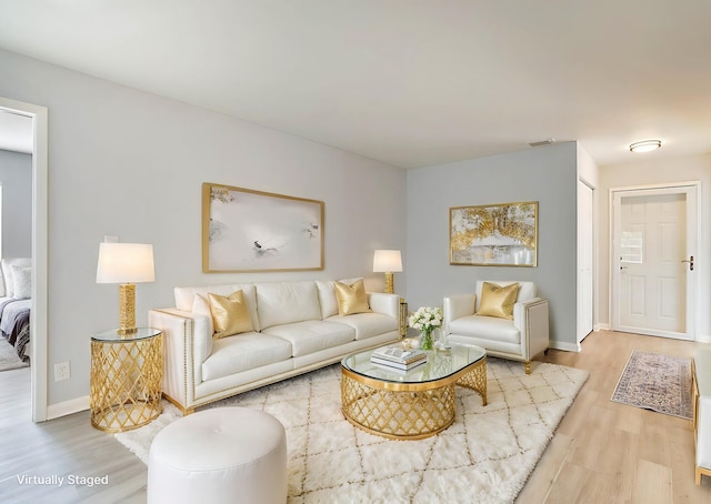 living room featuring hardwood / wood-style flooring