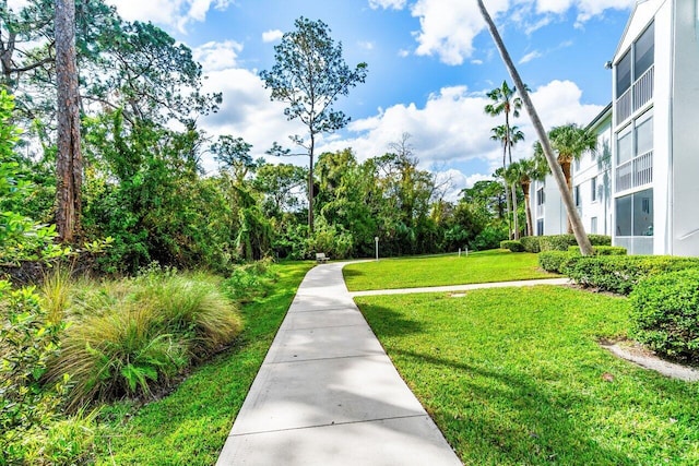 view of home's community with a yard