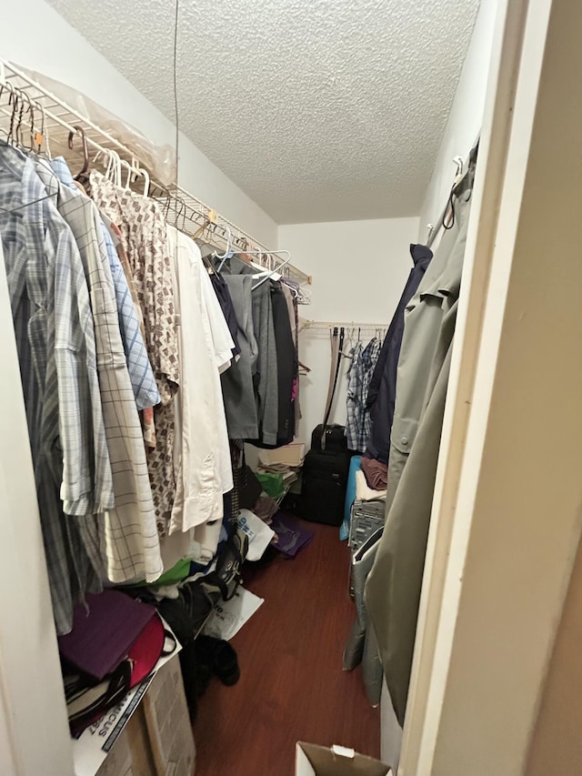 spacious closet with dark hardwood / wood-style floors