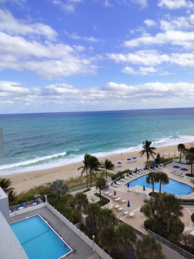 property view of water with a beach view