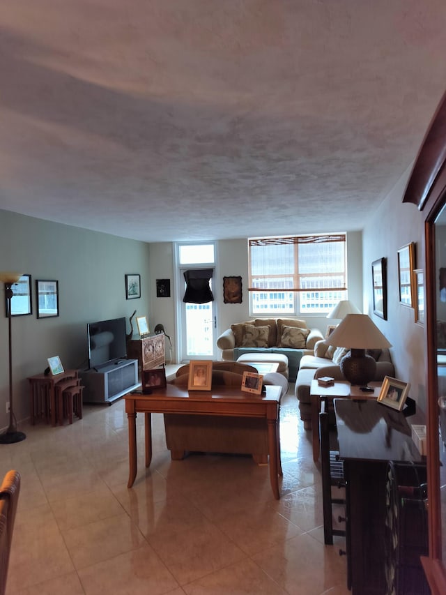 view of tiled living room