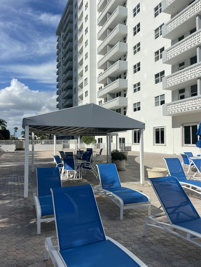 view of patio featuring a gazebo