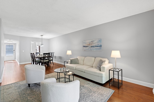 living room with hardwood / wood-style flooring