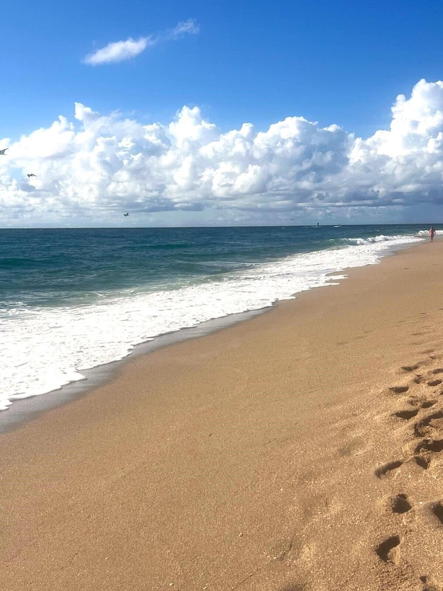 view of water feature featuring a beach view