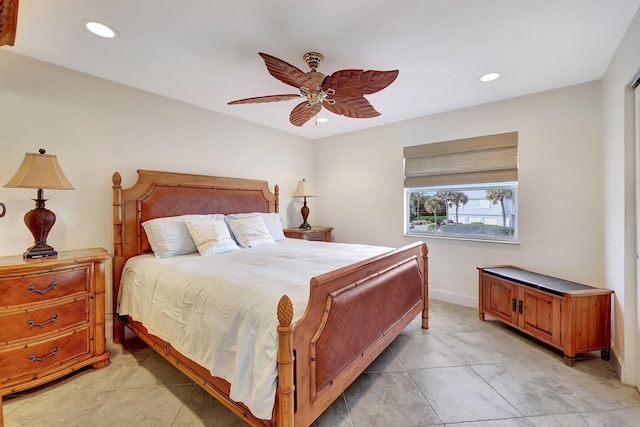 bedroom featuring ceiling fan