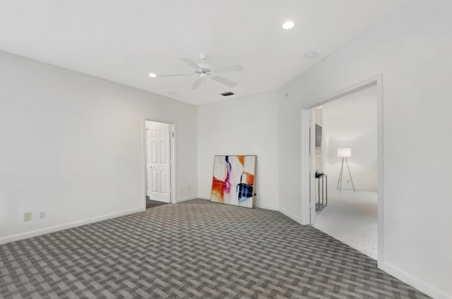 unfurnished bedroom with carpet and ceiling fan