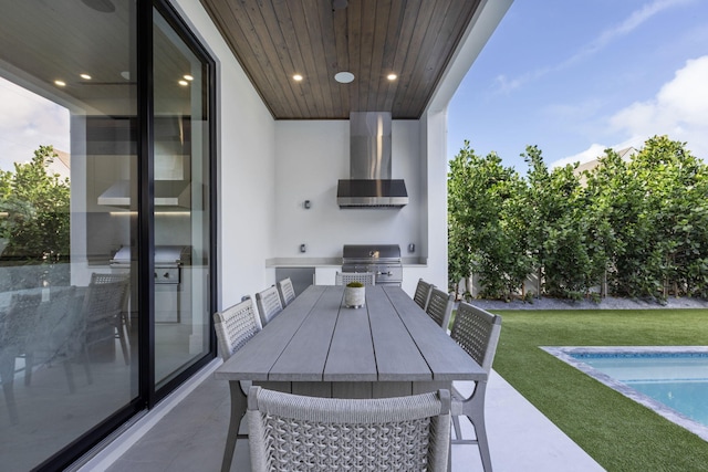 view of patio / terrace with a grill and exterior kitchen