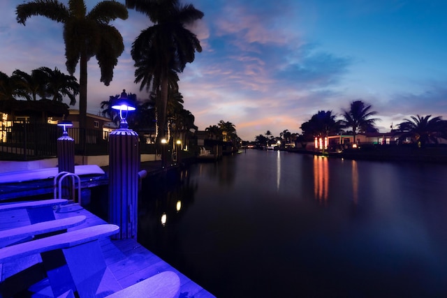 property view of water with a boat dock