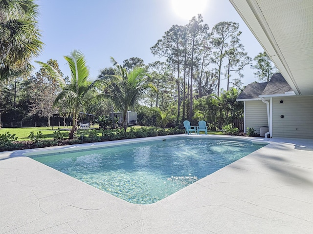 view of swimming pool with a patio area